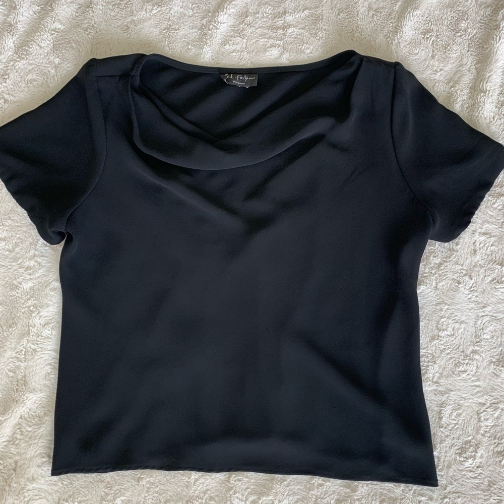 Women’s Black Cowl Neck Business Professional Top